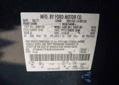 2011 Ford Explorer Limited z USA, uszkodzony, nr VIN 1FMHK7F82BGA82404